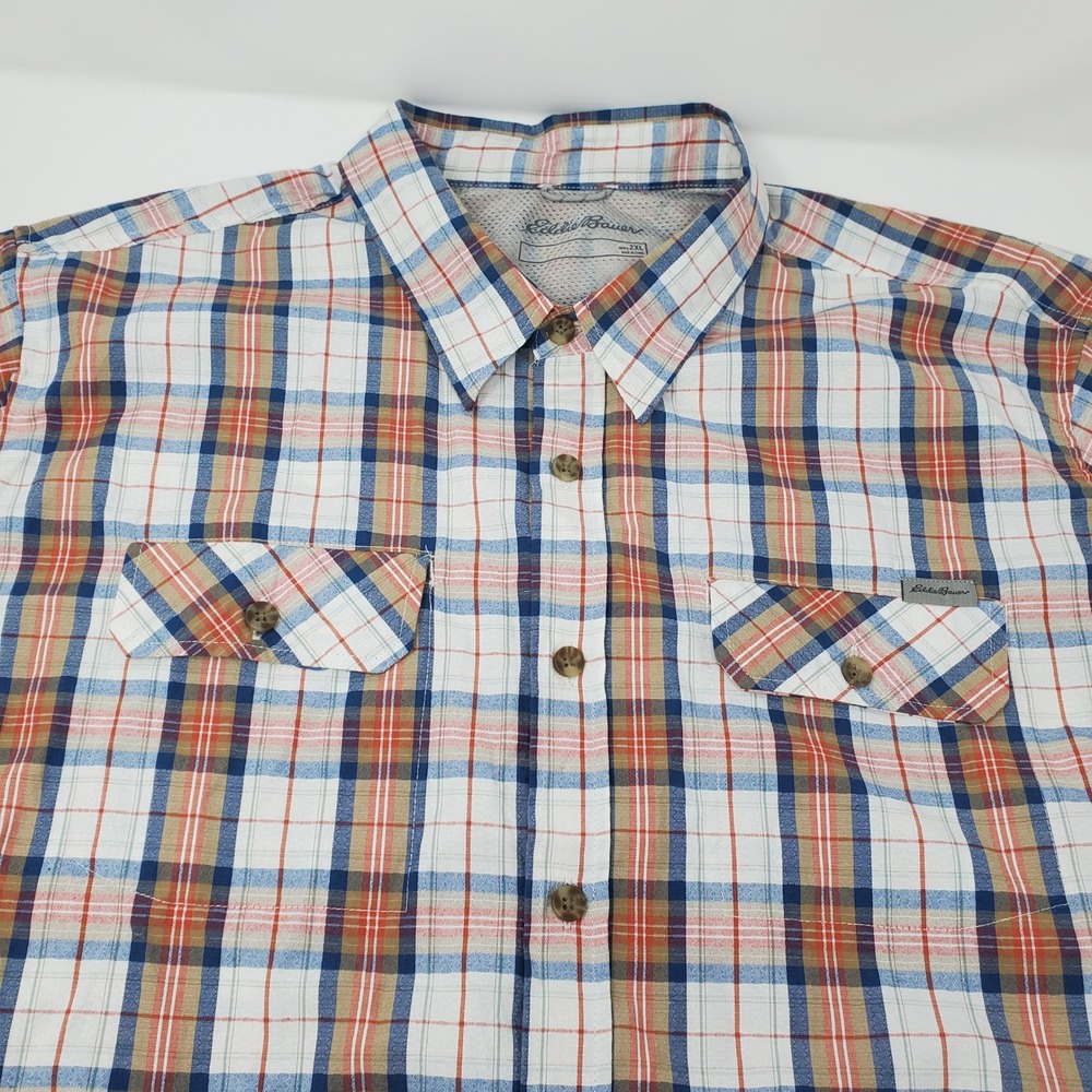 Eddie Bauer Shirt Mens 2XL EM13SW223P Multicolor Plaid Button Down Outdoor